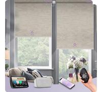 Graywind Customized Smart Roller Blinds Blackout, Textured Fabric Electric Windows Blinds Compatible with Alexa Google, Wifi Hardwired Motorised Roller Shades with Remote, Jacquard Coffee