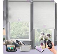 Graywind Customized Smart Roller Blinds Blackout, Textured Fabric Electric Windows Blinds Compatible with Alexa Google, Wifi Hardwired Motorised Roller Shades with Remote, Jacquard White