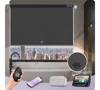Graywind Customized Smart Roller Blinds Blackout, Vinyl Waterproof Electric Windows Blinds Compatible with Alexa Google, Wifi Hardwired Motorised Roller Shades with Remote, Dark Grey