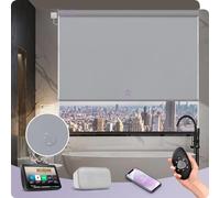 Graywind Customized Smart Roller Blinds Blackout, Vinyl Waterproof Electric Windows Blinds Compatible with Alexa Google, Wifi Hardwired Motorised Roller Shades with Remote, Light Grey