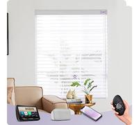 Graywind Customized Smart Shangrila Blinds with Rechargeable Motor, Light Filtering Electric Roller Blinds With Remote Control, Privacy Motorised Shades Compatible Alexa Google, White