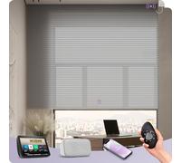 Graywind Customized Smart Shangrila Blinds with WiFi Hardwired Motor, Light Filtering Electric Roller Blinds With Remote Control, Privacy Motorised Shades Compatible Alexa Google, Grey