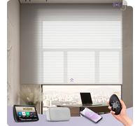 Graywind Customized Smart Shangrila Blinds with WiFi Hardwired Motor, Light Filtering Electric Roller Blinds With Remote Control, Privacy Motorised Shades Compatible Alexa Google, White