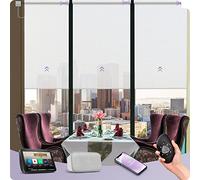 Graywind Customized Smart Solar Blinds, Fireproof Electric Roller Blinds Compatible With Alexa Google, Wifi Hardwired Motorized Window Shades with Remote for Home Office Patio, 5% Openness White