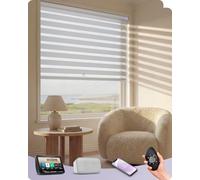 Graywind Electric Smart Zebra Blinds, Dimout or Translucent Dual-Layer Privacy Control, Motorised Day Night Blinds, Made to Measure, Rechargeable with Remote, Alexa Google Compatible, White