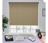 Graywind Energy Efficient Electric Roller Blinds - 4-Layer Double-Sided Thermal Fabric, Smart Motorised Blackout Blinds Compatible with Alexa Google, Rechargeable, Made to Measure, Coffee