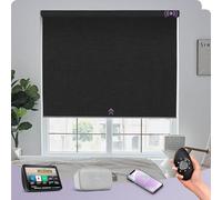 Graywind Energy Efficient Electric Roller Blinds - 4-Layer Double-Sided Thermal Fabric, Smart Motorised Blackout Blinds Compatible with Alexa Google, Rechargeable, Made to Measure, Matt Black