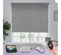 Graywind Energy Efficient Electric Roller Blinds - 4-Layer Double-Sided Thermal Fabric, Smart Motorised Blackout Blinds Compatible with Alexa Google, Rechargeable, Made to Measure, Light Grey