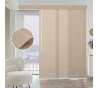 Graywind Light Filtering Panel Track Blinds, Semi-Sheer Textured Fabric for Privacy with Soft Daylight, Wand Control for Sliding Patio Door & Large Window, Made to Measure Up to 389cm, Jacquard Coffee