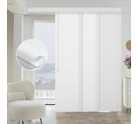 Graywind Light Filtering Panel Track Blinds, Semi-Sheer Textured Fabric for Privacy with Soft Daylight, Wand Control for Sliding Patio Door & Large Window, Made to Measure Up to 389cm, Jacquard White