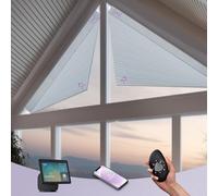 Graywind Smart Angled Blinds Compatible with Alexa Google, Motorized Triangle Shaped Shades Solar Powered, Customized for Odd-Shaped Window, Blackout White