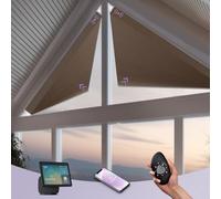 Graywind Smart Angled Blinds Compatible with Alexa Google, Motorized Triangle Shaped Shades Solar Powered, Customized for Odd-Shaped Window, Blackout Brown