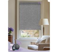 Graywind Smart Blinds Work with Alexa, Thermal Insulation Motorized 100% Blackout Shades with Zigbee Motor, Customized Automatic Electric Window Blinds with Remote Control, Light Grey