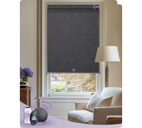 Graywind Smart Blinds Work with Alexa, Thermal Insulation Motorized 100% Blackout Shades with Zigbee Motor, Customized Automatic Electric Window Blinds with Remote Control, Dark Grey