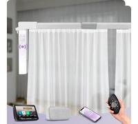 Graywind Smart Curtain Track with Rechargeable Motor, Adjustable Up to 3m Width, Retractable Motorized Curtain Rail Compatible with Alexa Google, Control by Remote, App, Voice