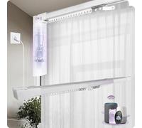 Graywind Smart Curtain Track with Wifi Hardwired Motor, Adjustable Up to 4m Width, Retractable Motorized Curtain Rail Compatible with Alexa Google, Control by Remote, App, Voice