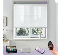 Graywind Smart Custom Cellular Blinds Compatible with Alexa Google, 15% Blackout Rechargeable Motorized Single-Cell Honeycomb Window Shades, Thermal Privacy Remote Pleated Blinds, White