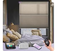 Graywind Smart Day Night Cellular Blinds Compatible with Alexa Google, Customized Motorized Honeycomb Window Shades with Rechargeable Motor, Thermal Privacy Electric Pleated Blinds, Brown
