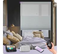 Graywind Smart Day Night Cellular Blinds Compatible with Alexa Google, Customized Motorized Honeycomb Window Shades with Rechargeable Motor, Thermal Privacy Electric Pleated Blinds, White