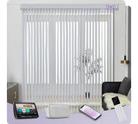Graywind Smart Electric Motorised Vertical Blinds - 100% Blackout & Thermal Insulating, Alexa & Google Compatible, Made to Measure Track & Slats Complete Set for Windows & Patio Doors, White