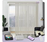 Graywind Smart Electric Motorised Vertical Blinds - 100% Blackout & Thermal Insulating, Alexa & Google Compatible, Made to Measure Track & Slats Complete Set for Windows & Patio Doors, Beige White
