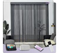 Graywind Smart Electric Motorised Vertical Blinds - 100% Blackout & Thermal Insulating, Alexa & Google Compatible, Made to Measure Track & Slats Complete Set for Windows & Patio Doors, Dark Grey