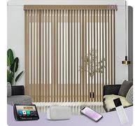 Graywind Smart Electric Motorised Vertical Blinds - 100% Blackout & Thermal Insulating, Alexa & Google Compatible, Made to Measure Track & Slats Complete Set for Windows & Patio Doors, Coffee