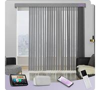 Graywind Smart Electric Motorised Vertical Blinds - 100% Blackout & Thermal Insulating, Alexa & Google Compatible, Made to Measure Track & Slats Complete Set for Windows & Patio Doors, Light Grey