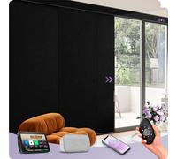 Graywind Smart Electric Panel Track Blinds 100% Blackout, Rechargeable with Remote & Alexa/Google Voice Control, Motorised for Sliding Patio Doors & Large Windows, Rail Track System, Matt Black