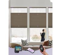 Graywind Smart Top Down Bottom Up Cellular Blinds Compatible with Alexa Google, Customized Blackout Motorized Pleated Shades for Windows, Solar Powered Electric TDBU Honeycomb Blinds, Brown