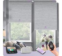 Graywind Textured Blackout Smart Blinds - UV Protective & Elegant Fabric, Customised Electric Roller Blinds for Alexa Google, Motorised & Hardwired, for Bedroom & Living Room, Jacquard Grey