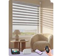 Graywind Textured Weave Motorised Zebra Blinds, Dim-Out or Translucent Dual-Layer Design, Hardwired Smart Electric Day Night Blinds, Made to Measure, Alexa Google Compatible, Gradient Brown