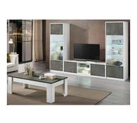 graz living room set with coffee table in white oxide and led
