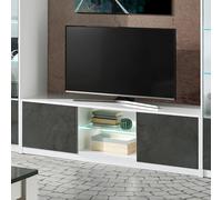 graz wooden tv stand 2 doors in matt white and oxide with led