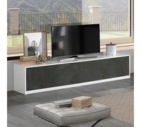 graz wooden tv stand with 4 doors in matt white and oxide