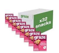 Graze - Cherry Bakewell Oat Boost Bars Snacks - Vegetarian Snacks with Whole Oats and Natural Flavours - 8x4 snack bars - Total of 32 snacks