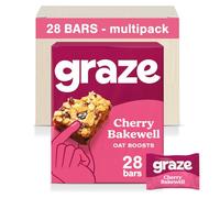 Graze Cherry Bakewell Oat Boost Bars Snacks - Whole Oats & Natural Flavours, High in Fibre - Packaging may vary - (28 Snacks - 7 Packs of 4 x 30g)