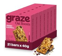 Graze Cherry Bakewell Oat Boosts, Wholegrain Flapjack Bar, 3 x 40g x 7