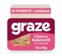 Graze Cherry bakewell Oat Flapjacks, Vegetarian Snacks, 3 Bars per Punnet, Whole Oats & Natural Flavours - Packaging may vary - (18 x 50g Snacks)(Cherry Bakewell)