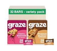 Graze - Cherry Bakewell & Peanut Butter Oat Boost Bars Snacks - Made With Whole Oats and Natural Flavours - 8x4 snack bars - Total of 32 snacks