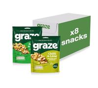 Graze - Chilli & Lime and Salt & Pepper bundle snacks - Vegan Savoury Snacks, High in Protein & Fibre - Pack of 8 snacks