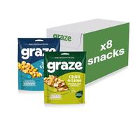 Graze - Chilli & Lime and Salt & Vinegar bundle snacks - Vegan Savoury Snacks, High in Protein & Fibre - Pack of 8 snacks