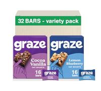Graze - Cocoa Vanilla & Lemon Blueberry Oat Boost Bars Snacks - Made With Whole Oats and Natural Flavours - 8x4 snack bars - Total of 32 snacks