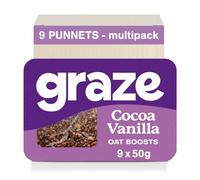 Graze Cocoa Vanilla Oat Flapjacks, Vegetarian Healthy Snacks, High in Fibre, 3 Bars per Punnet, Whole Oats & Natural Flavours - Packaging may vary - (9 x 50g Snacks)