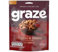 Graze Crunch Protein Sharing Bag | High Protein Healthy Snack | Crunchy Mixed Snack Pack | Ideal Sharing Size Energy Snack (Graze Chorizo and Honey Nut Medley 120g)