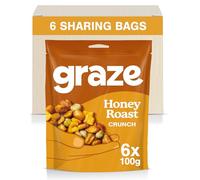 Graze - Honey Roast Crunch Snacks -Healthy Snacks Alternative for Crisps, Mixed Nuts & Pretzels - Ideal if You Love Corn, Broad Beans and Corn Hoops Mixed Savoury Snacks (6x100g pack)