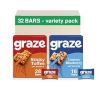 Graze - Lemon Blueberry & Stikcy Toffee Oat Boost Bars Snacks - Made With Whole Oats and Natural Flavours - 8x4 snack bars - Total of 32 snacks