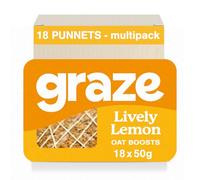 Graze Lively Lemon Oat Flapjacks, Vegetarian Healthy Snacks, High in Fibre, 3 Bars per Punnet, Whole Oats & Natural Flavours - Packaging may vary-(18 x 50g Snacks)