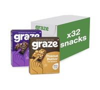 Graze - Peanut Butter & Cocoa Vanilla Oat Boost Bars Snacks - Made With Whole Oats and Natural Flavours - 8x4 snack bars - Total of 32 snacks