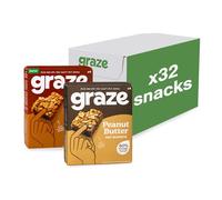 Graze - Peanut Butter & Sticky Toffee Oat Boost Bars Snacks - Made With Whole Oats and Natural Flavours - 8x4 snack bars - Total of 32 snacks